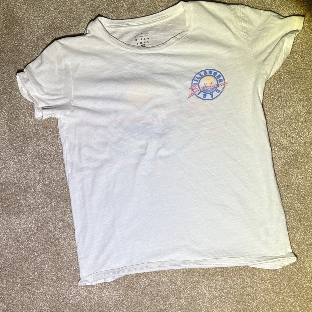 Billabong White Tee with Blue and Red Graphic
